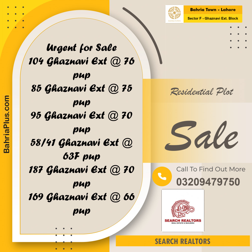5 Marla Residential Plot for Sale in Sector F - Ghaznavi Ext. Block - Bahria Town, Lahore - (BP-223079)
