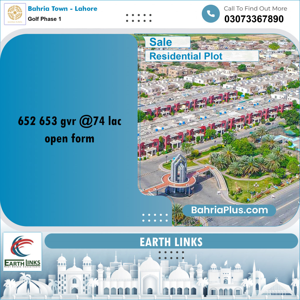 5 Marla Residential Plot for Sale in Golf Phase 1 -  Bahria Town, Lahore - (BP-223099)