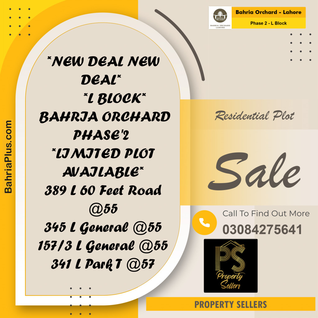 5 Marla Residential Plot for Sale in Phase 2 - L Block -  Bahria Orchard, Lahore - (BP-223121)