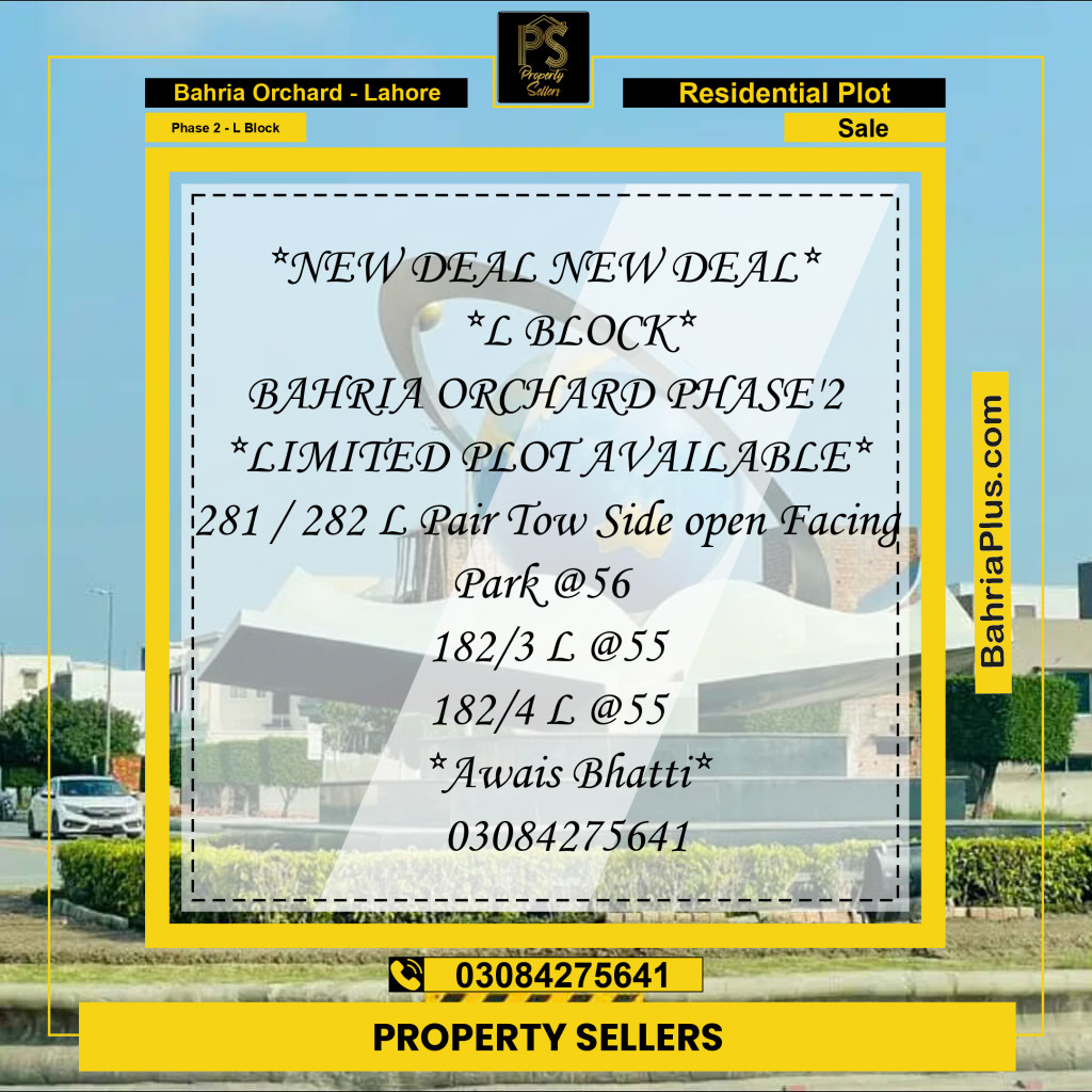 5 Marla Residential Plot for Sale in Phase 2 - L Block -  Bahria Orchard, Lahore - (BP-223122)