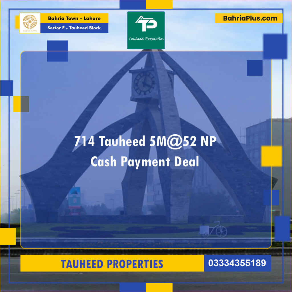 5 Marla Residential Plot for Sale in Sector F - Tauheed Block - Bahria Town, Lahore - (BP-223127)