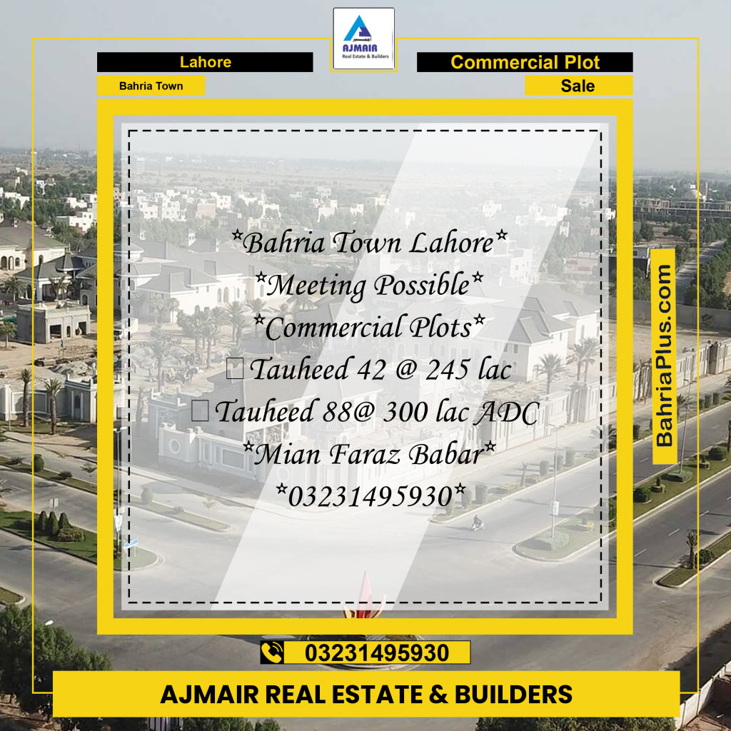 Commercial Plot for Sale in Bahria Town, Lahore - (BP-223133)