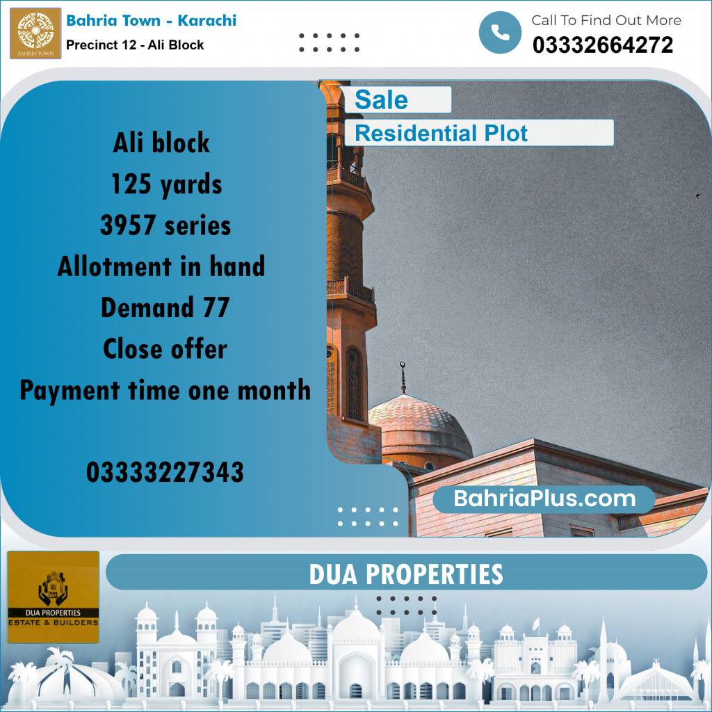 Residential Plot for Sale in Precinct 12 - Ali Block -  Bahria Town, Karachi - (BP-223145)