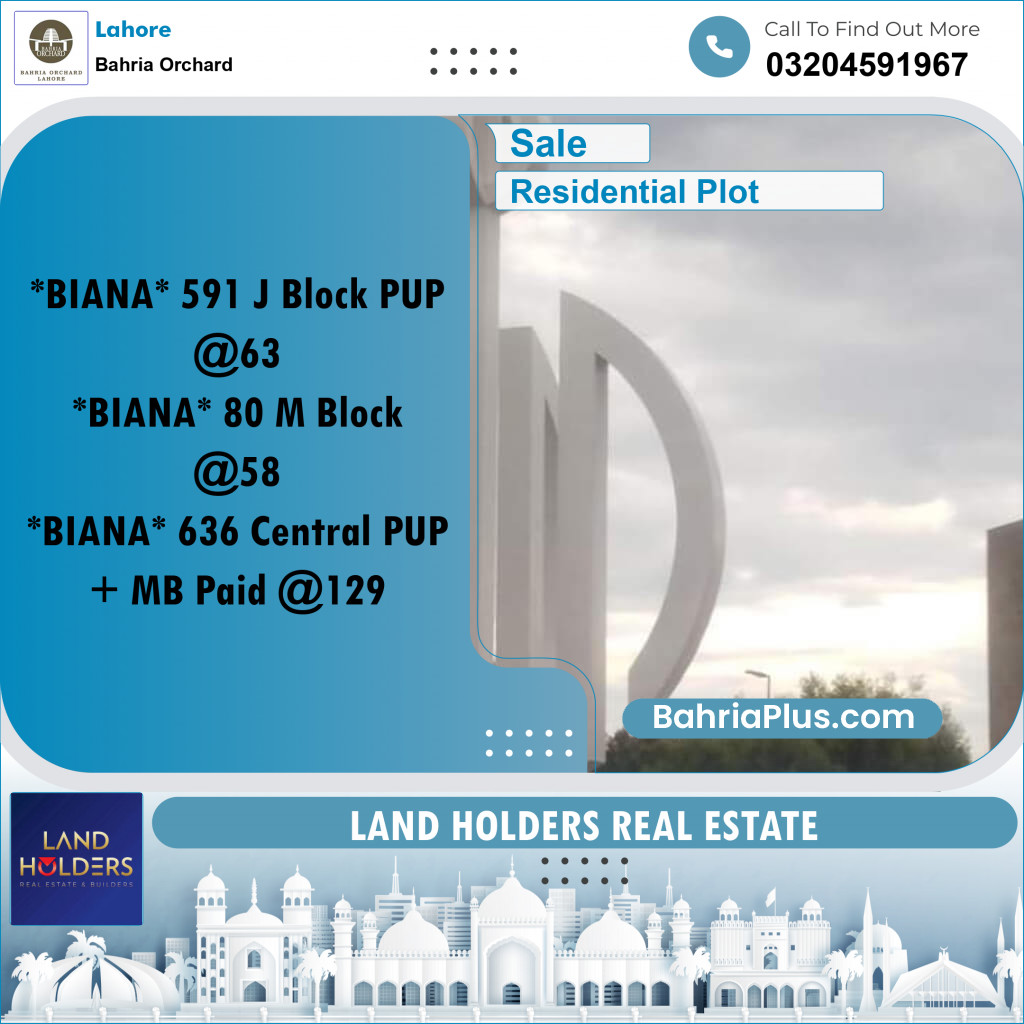 Residential Plot for Sale in Bahria Orchard, Lahore - (BP-223157)