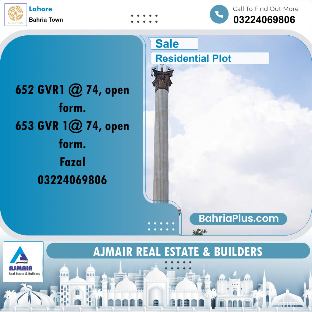 Residential Plot for Sale in Bahria Town, Lahore - (BP-223172)