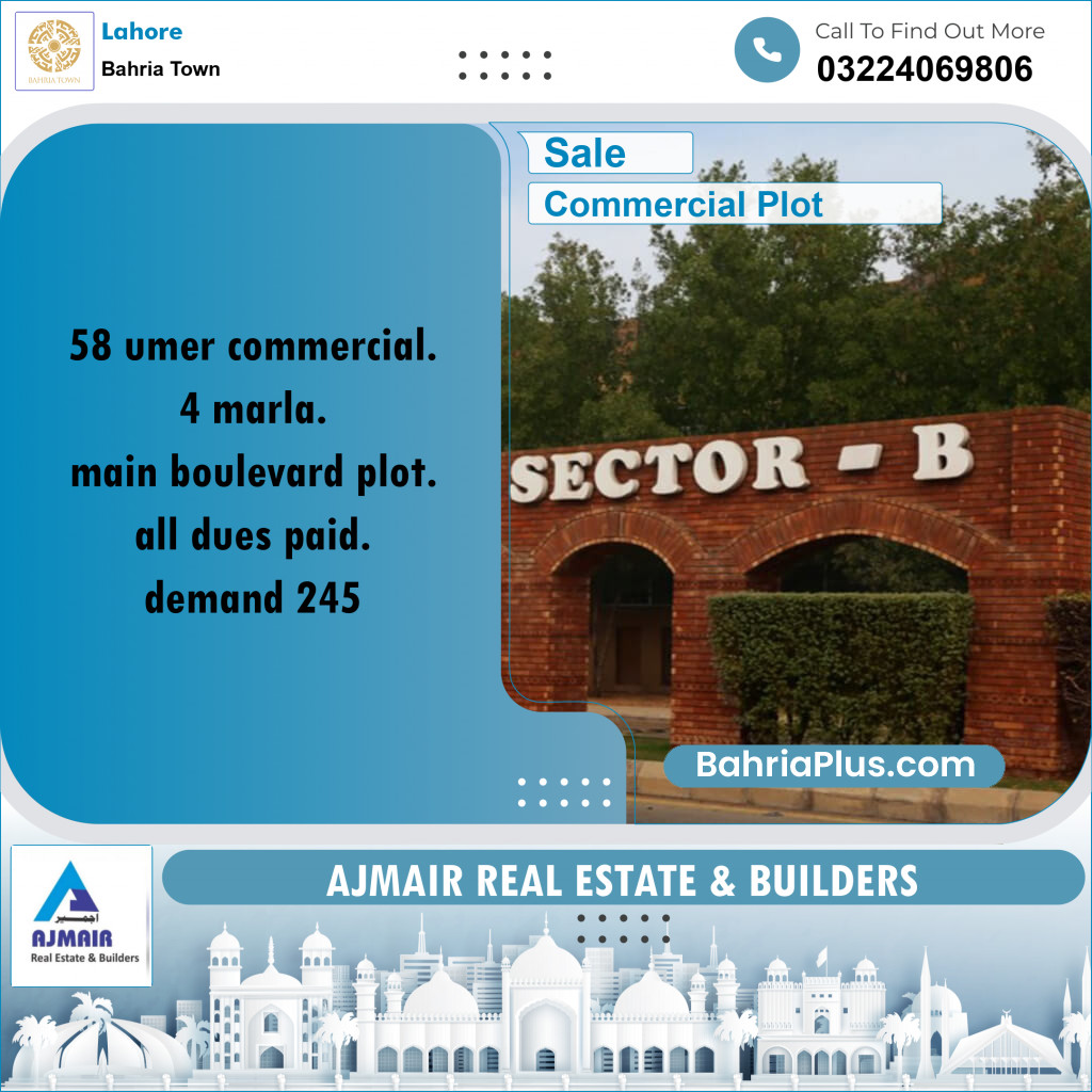 Commercial Plot for Sale in Bahria Town, Lahore - (BP-223176)