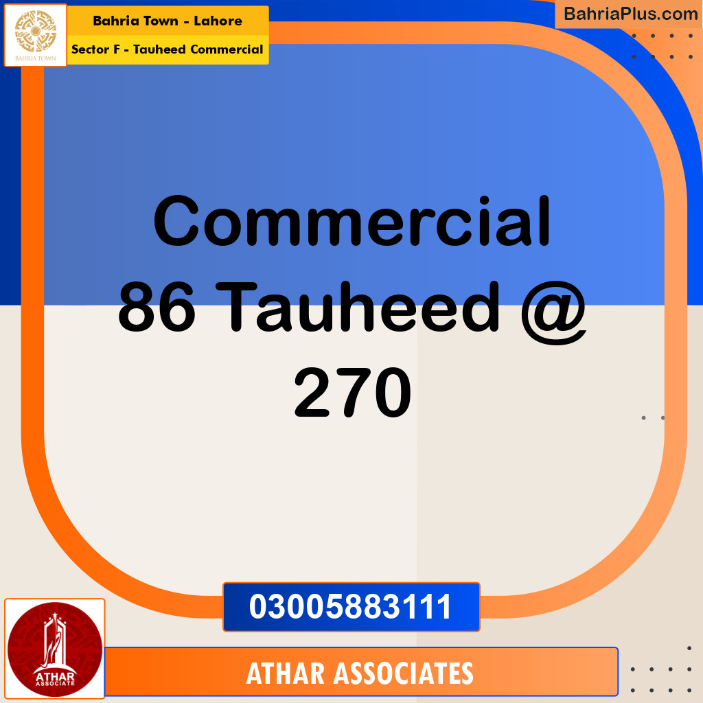 5 Marla Commercial Plot for Sale in Sector F - Tauheed Commercial -  Bahria Town, Lahore - (BP-223197)