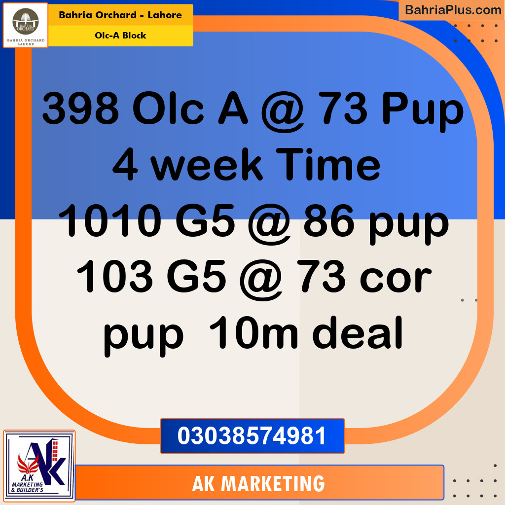 8 Marla Residential Plot for Sale in OLC-A Block - Bahria Orchard, Lahore - (BP-223231)