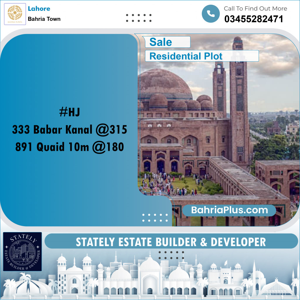 Residential Plot for Sale in Bahria Town, Lahore - (BP-223255)