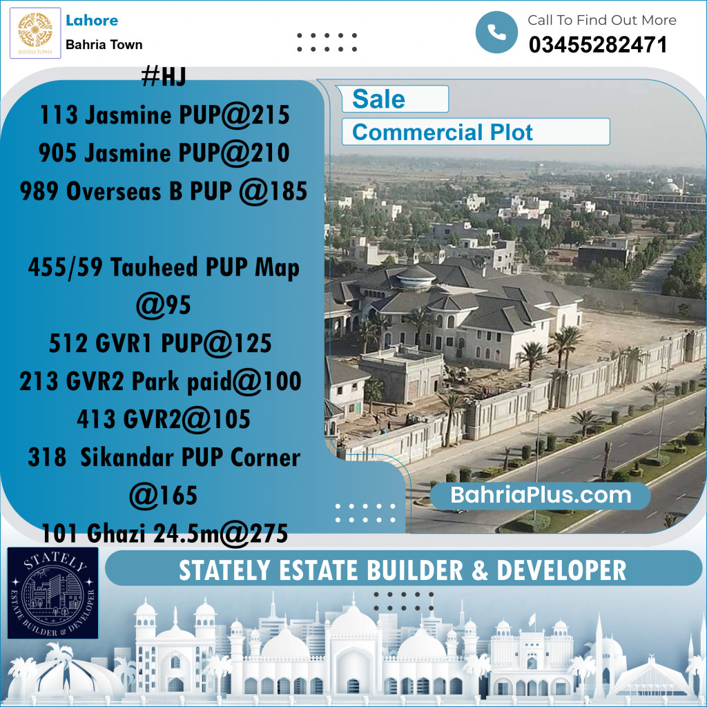 Commercial Plot for Sale in Bahria Town, Lahore - (BP-223256)