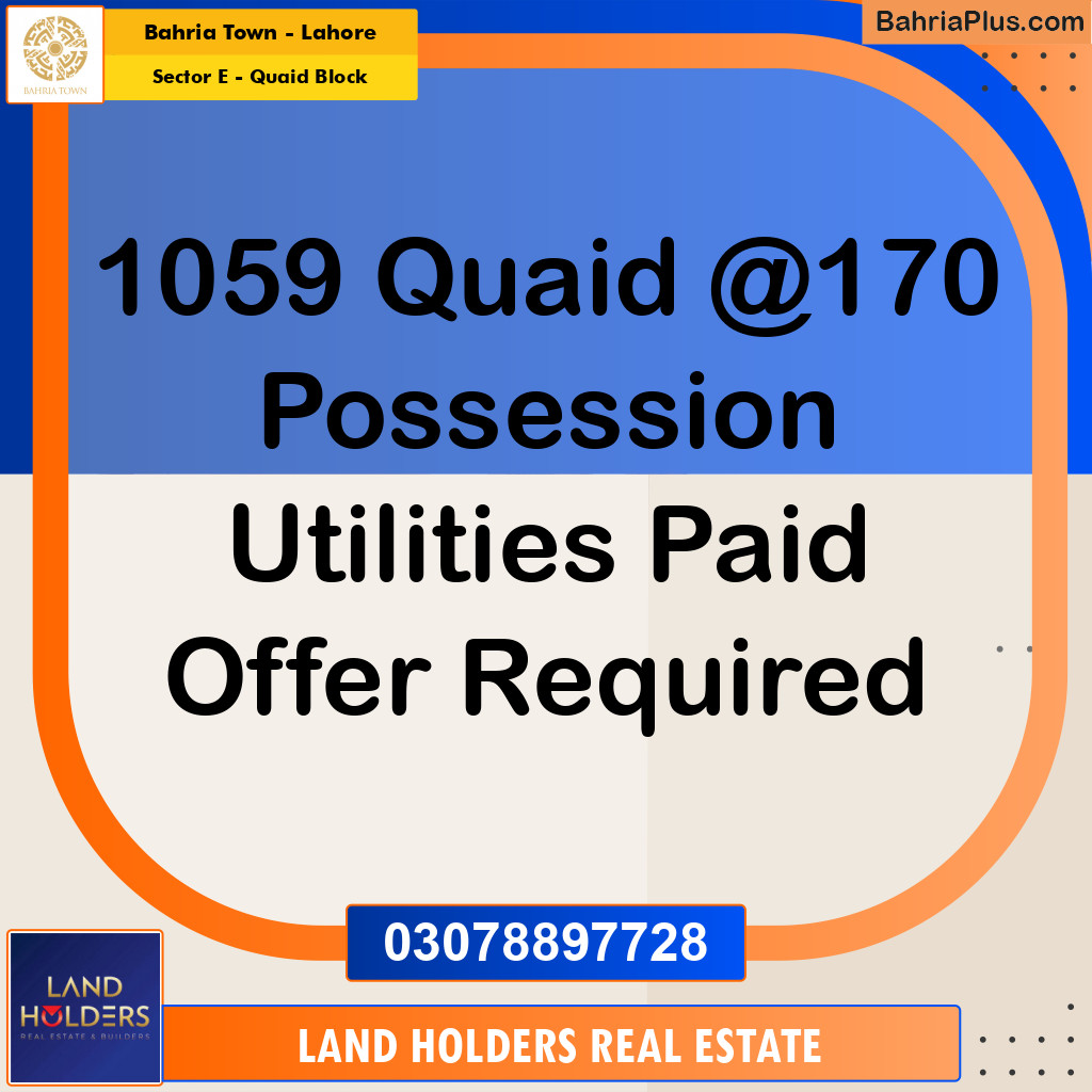 10 Marla Residential Plot for Sale in Sector E - Quaid Block -  Bahria Town, Lahore - (BP-223305)
