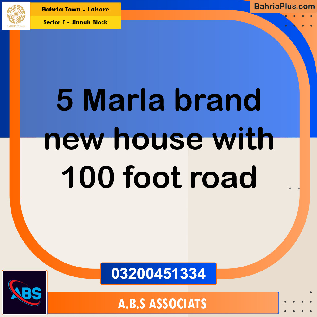 5 Marla Residential House for Sale in Sector E - Jinnah Block -  Bahria Town, Lahore - (BP-223331)