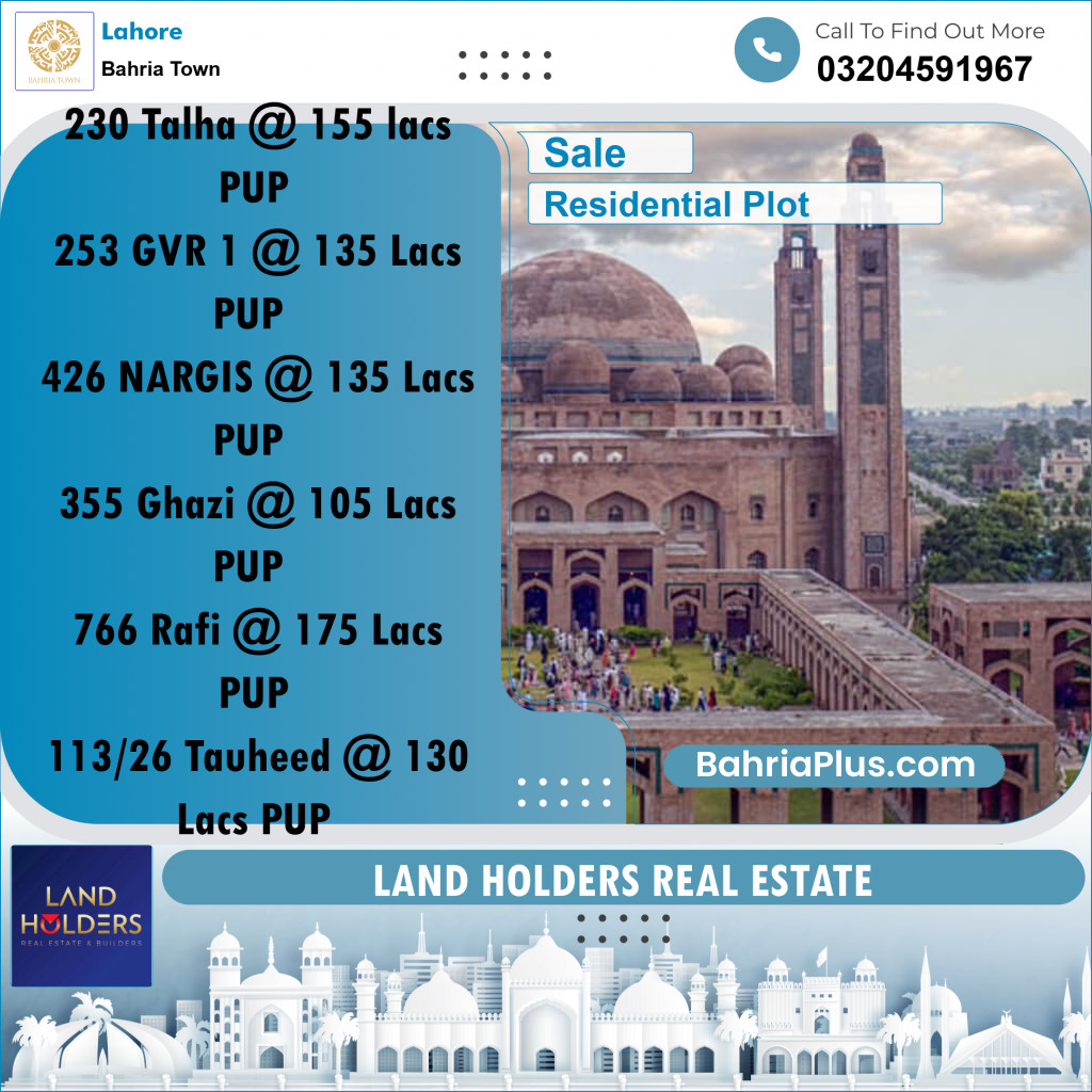 Residential Plot for Sale in Bahria Town, Lahore - (BP-223371)