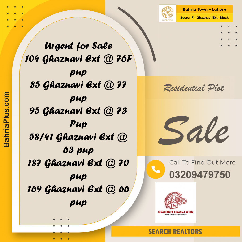5 Marla Residential Plot for Sale in Sector F - Ghaznavi Ext. Block - Bahria Town, Lahore - (BP-223380)