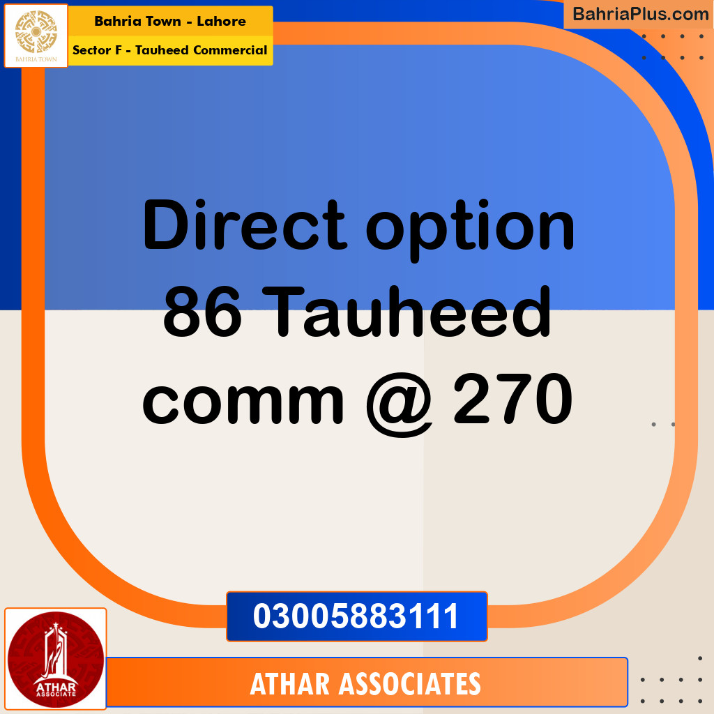 5 Marla Commercial Plot for Sale in Sector F - Tauheed Commercial - Bahria Town, Lahore - (BP-223434)