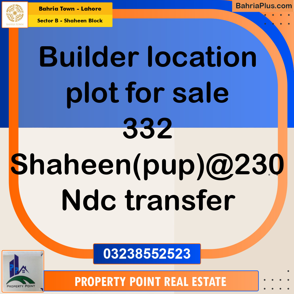 Residential Plot for Sale in Sector B - Shaheen Block -  Bahria Town, Lahore - (BP-223463)