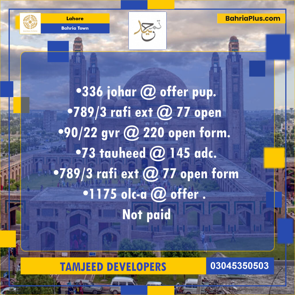 Residential Plot for Sale in Bahria Town, Lahore - (BP-223483)