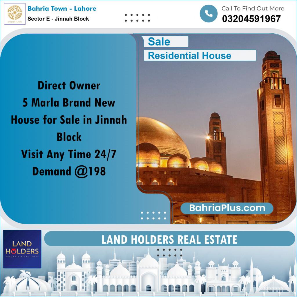 5 Marla Residential House for Sale in Sector E - Jinnah Block - Bahria Town, Lahore - (BP-223494)
