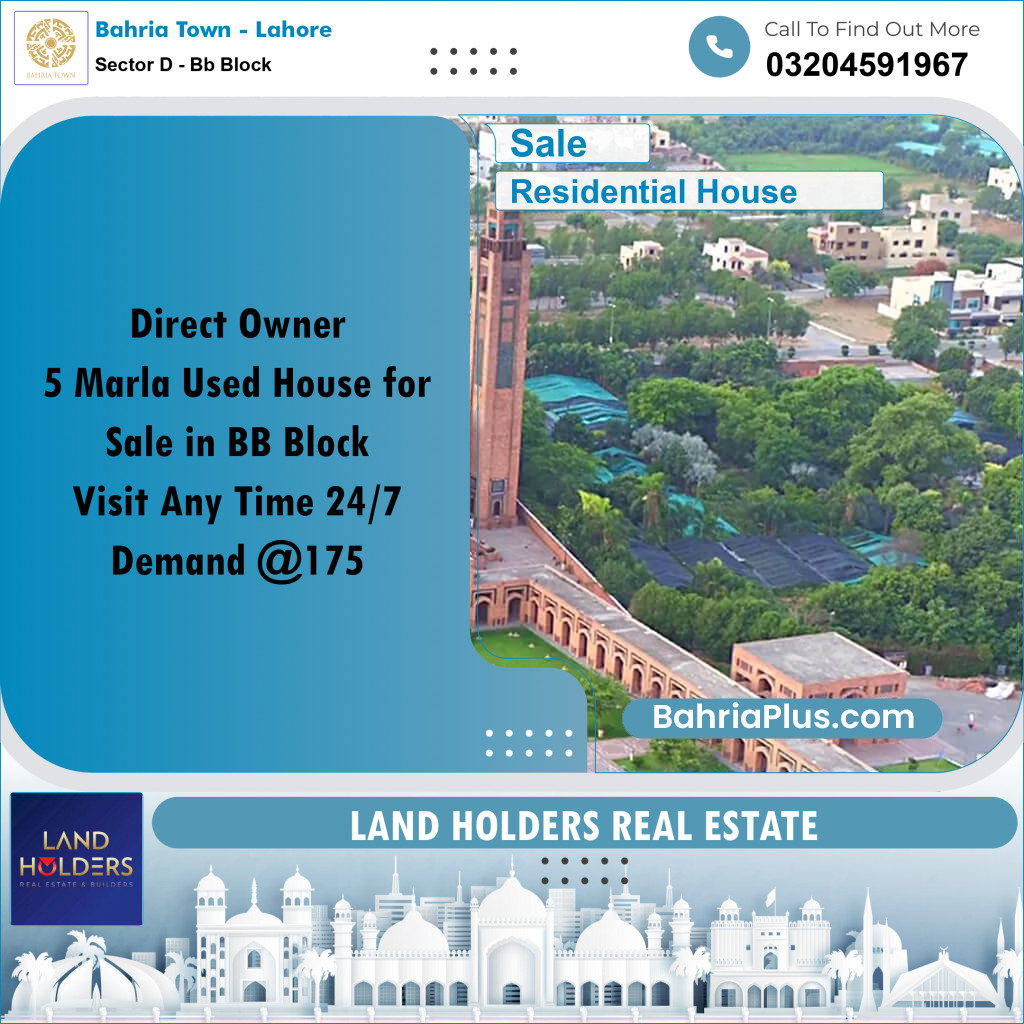 5 Marla Residential House for Sale in Sector D - BB Block -  Bahria Town, Lahore - (BP-223553)