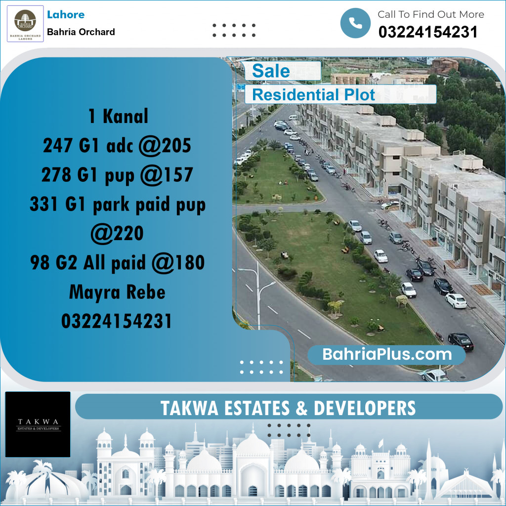 Residential Plot for Sale in Bahria Orchard, Lahore - (BP-223558)