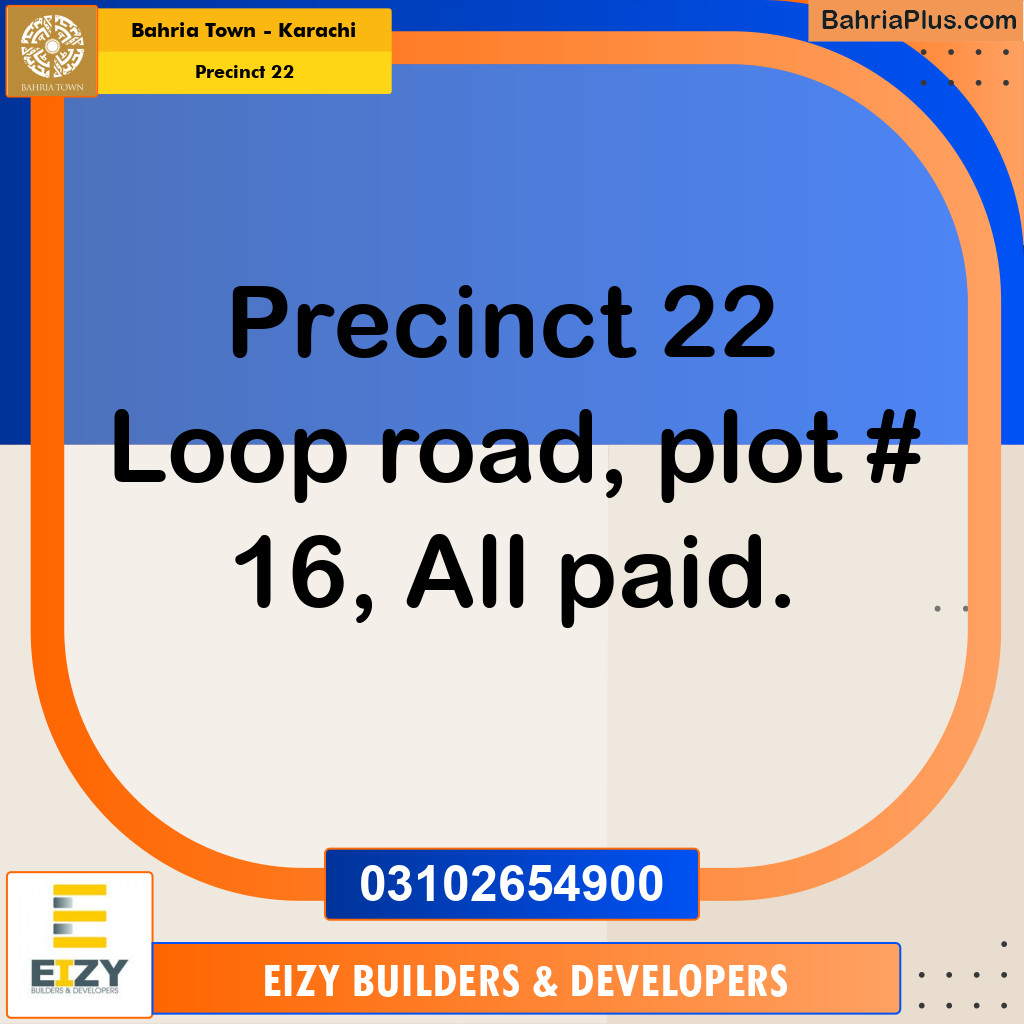 250 Sq. Yards Residential Plot for Sale in Precinct 22 - Bahria Town, Karachi - (BP-223567)