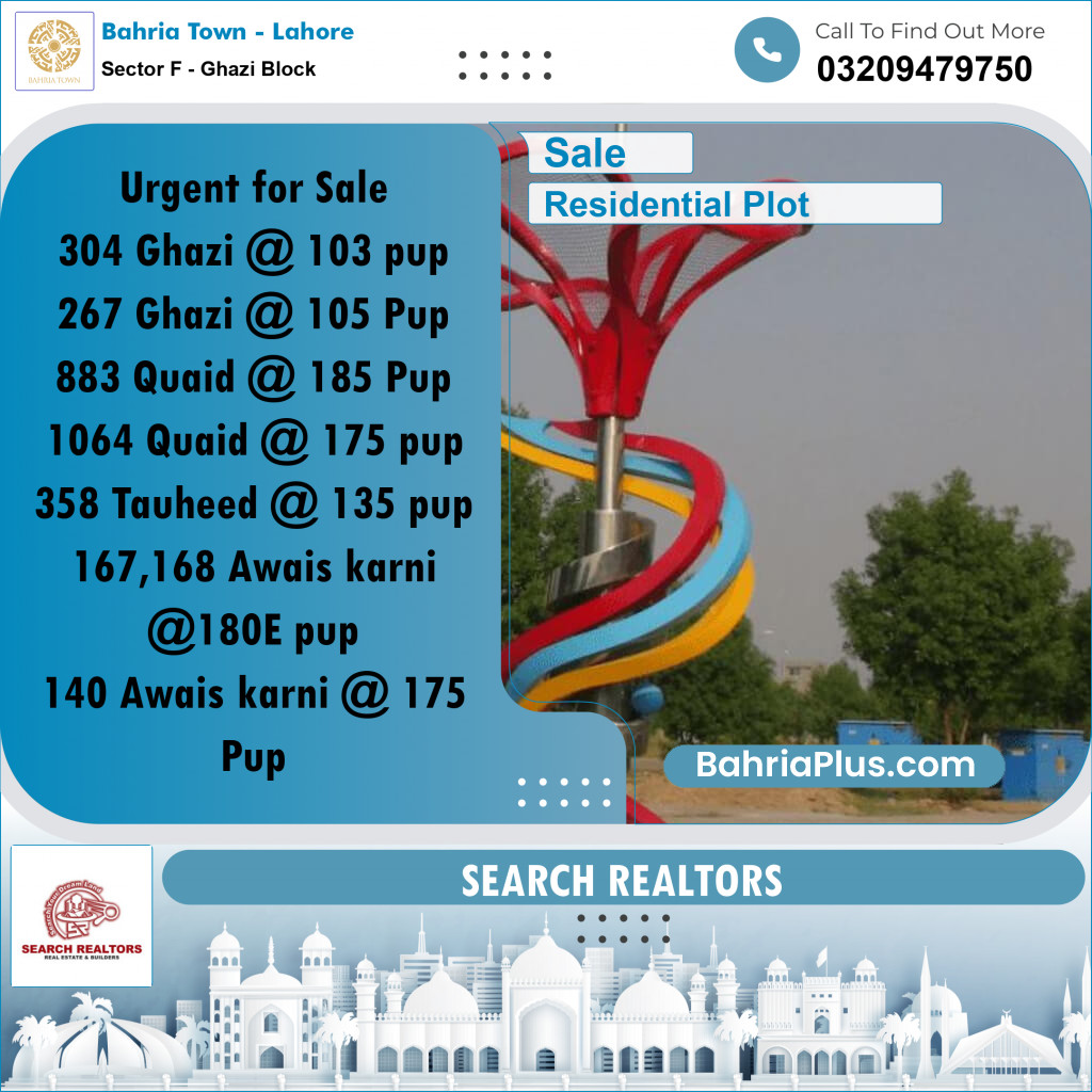 10 Marla Residential Plot for Sale in Sector F - Ghazi Block -  Bahria Town, Lahore - (BP-223619)