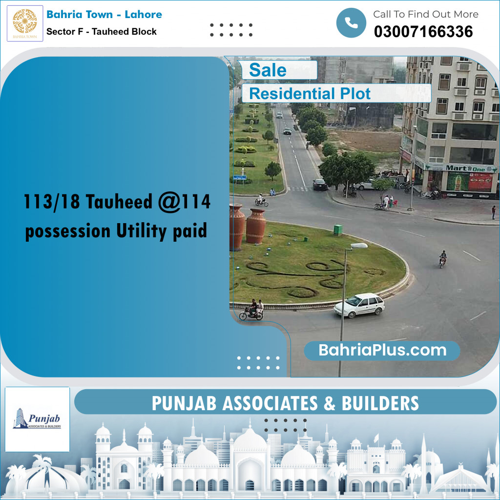 Residential Plot for Sale in Sector F - Tauheed Block -  Bahria Town, Lahore - (BP-223642)