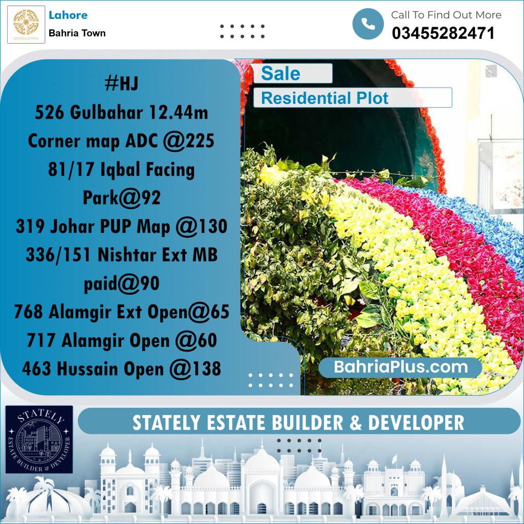 Residential Plot for Sale in Bahria Town, Lahore - (BP-223643)