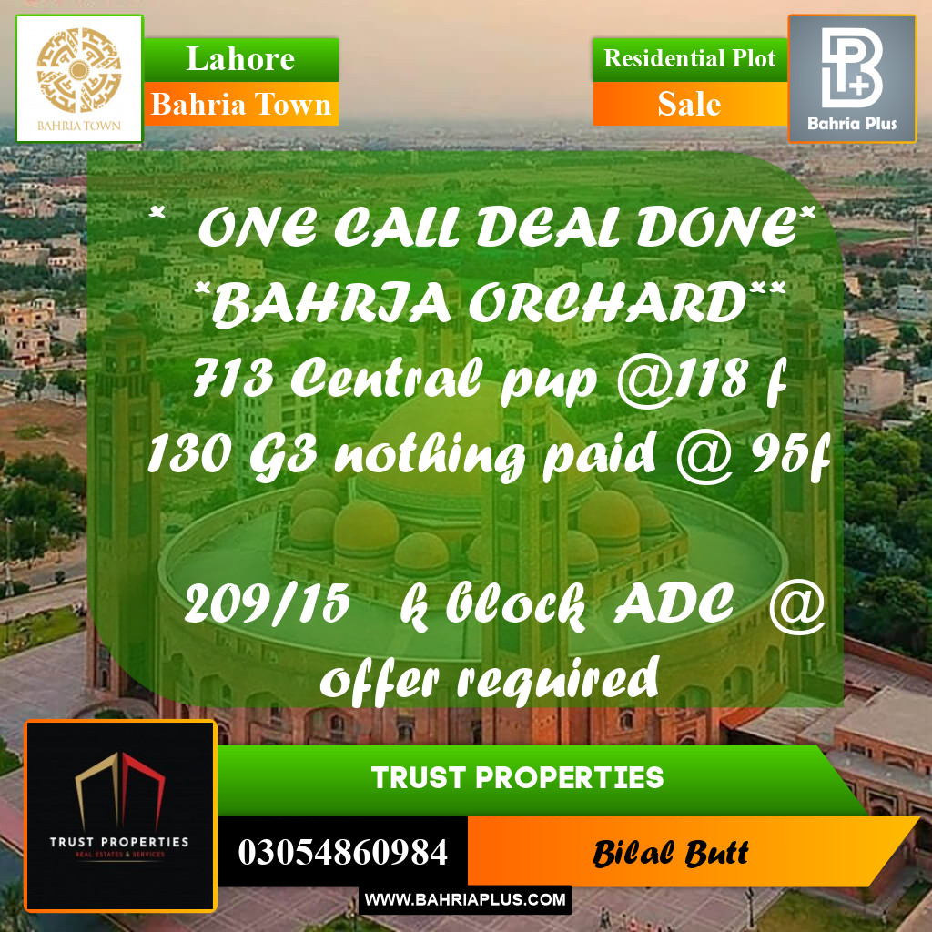 Residential Plot for Sale in Bahria Town, Lahore - (BP-223648)