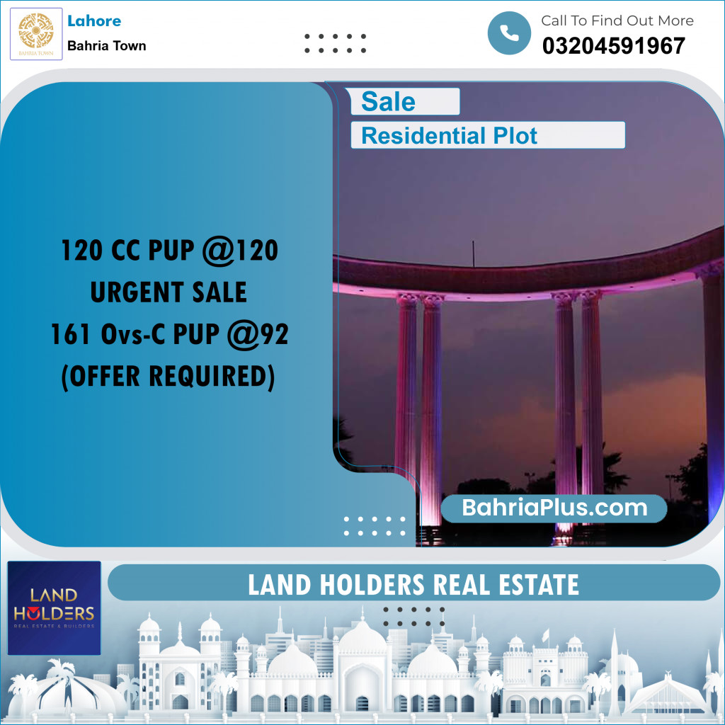 Residential Plot for Sale in Bahria Town, Lahore - (BP-223688)
