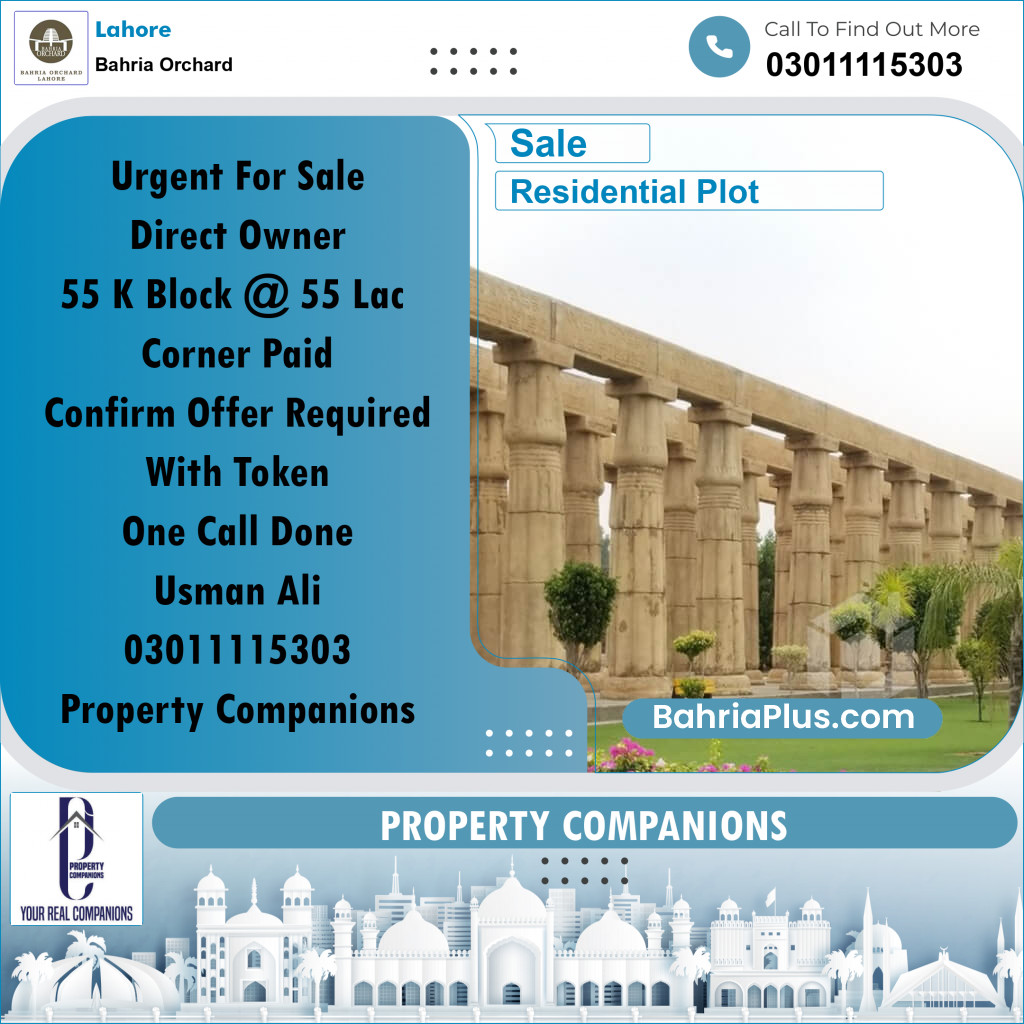 Residential Plot for Sale in Bahria Orchard, Lahore - (BP-223732)