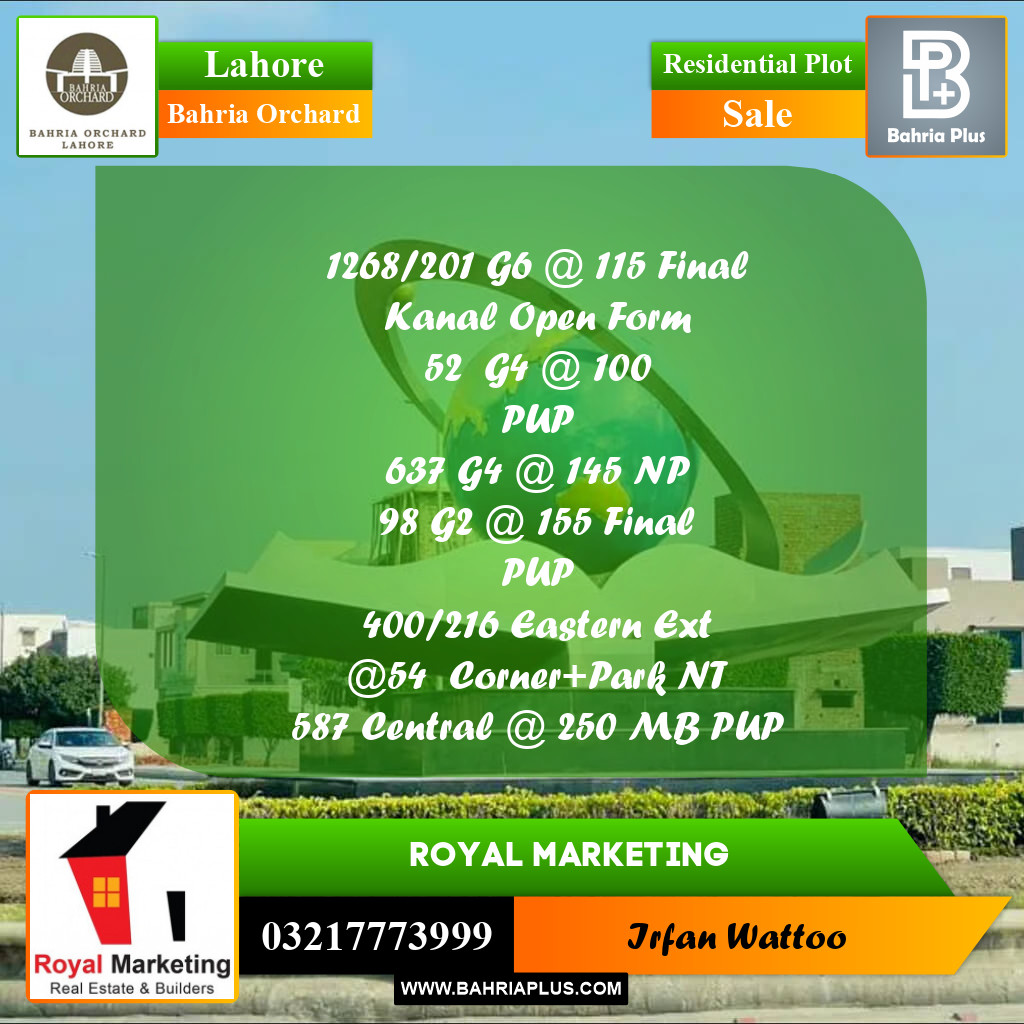 Residential Plot for Sale in Bahria Orchard, Lahore - (BP-223758)