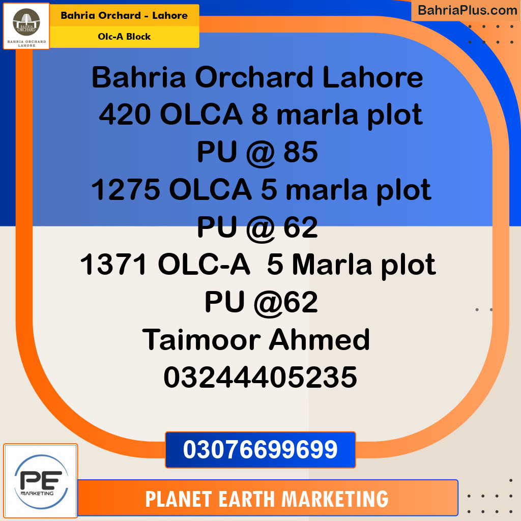 Residential Plot for Sale in OLC-A Block -  Bahria Orchard, Lahore - (BP-223791)
