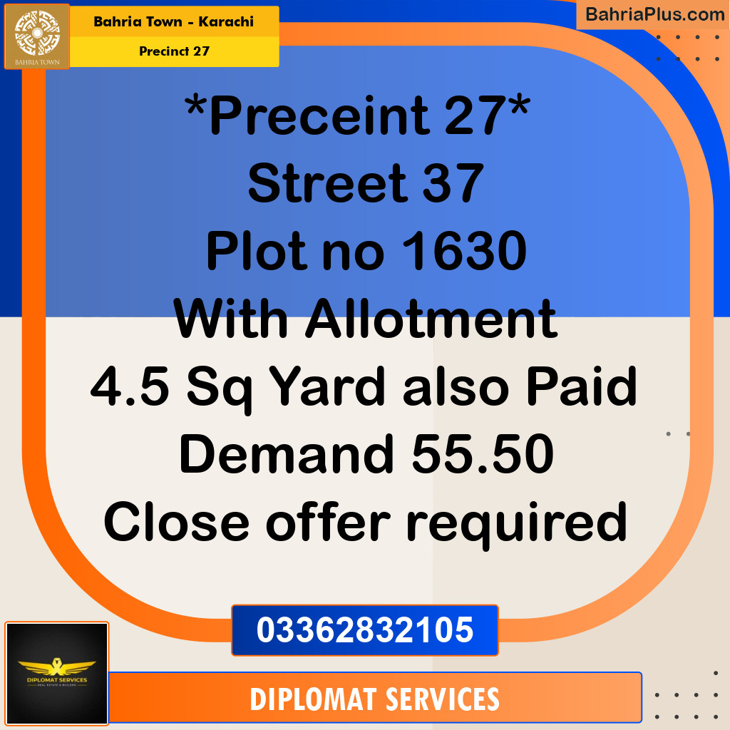 125 Sq. Yards Residential Plot for Sale in Precinct 27 -  Bahria Town, Karachi - (BP-223818)