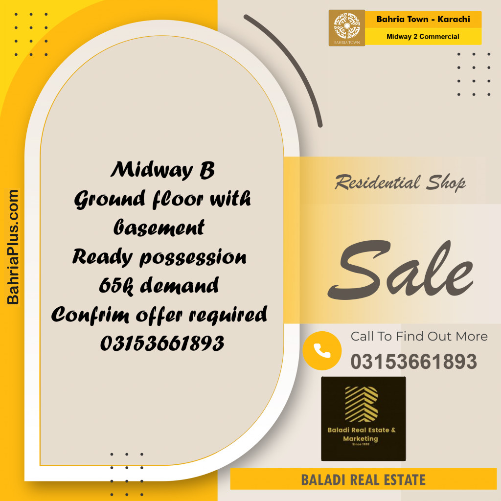 544 Sq. Ft. Residential Shop for Sale in Midway 2 Commercial -  Bahria Town, Karachi - (BP-223827)
