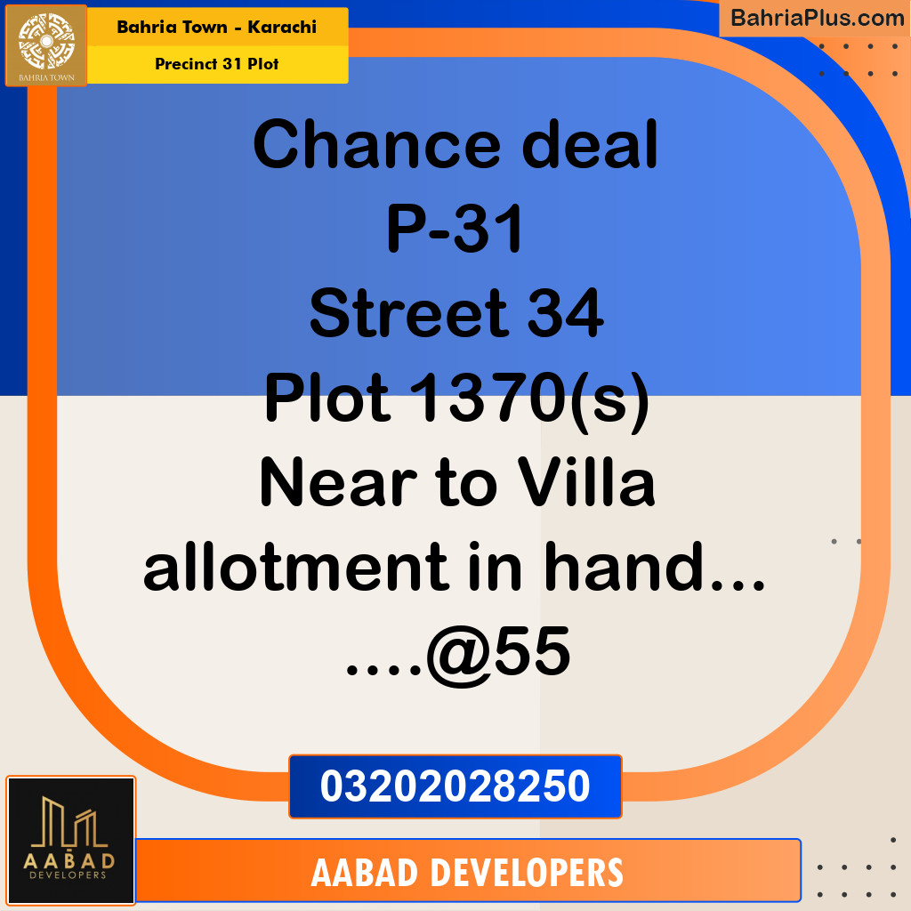 125 Sq. Yards Residential Plot for Sale in Precinct 31 Plot -  Bahria Town, Karachi - (BP-223842)