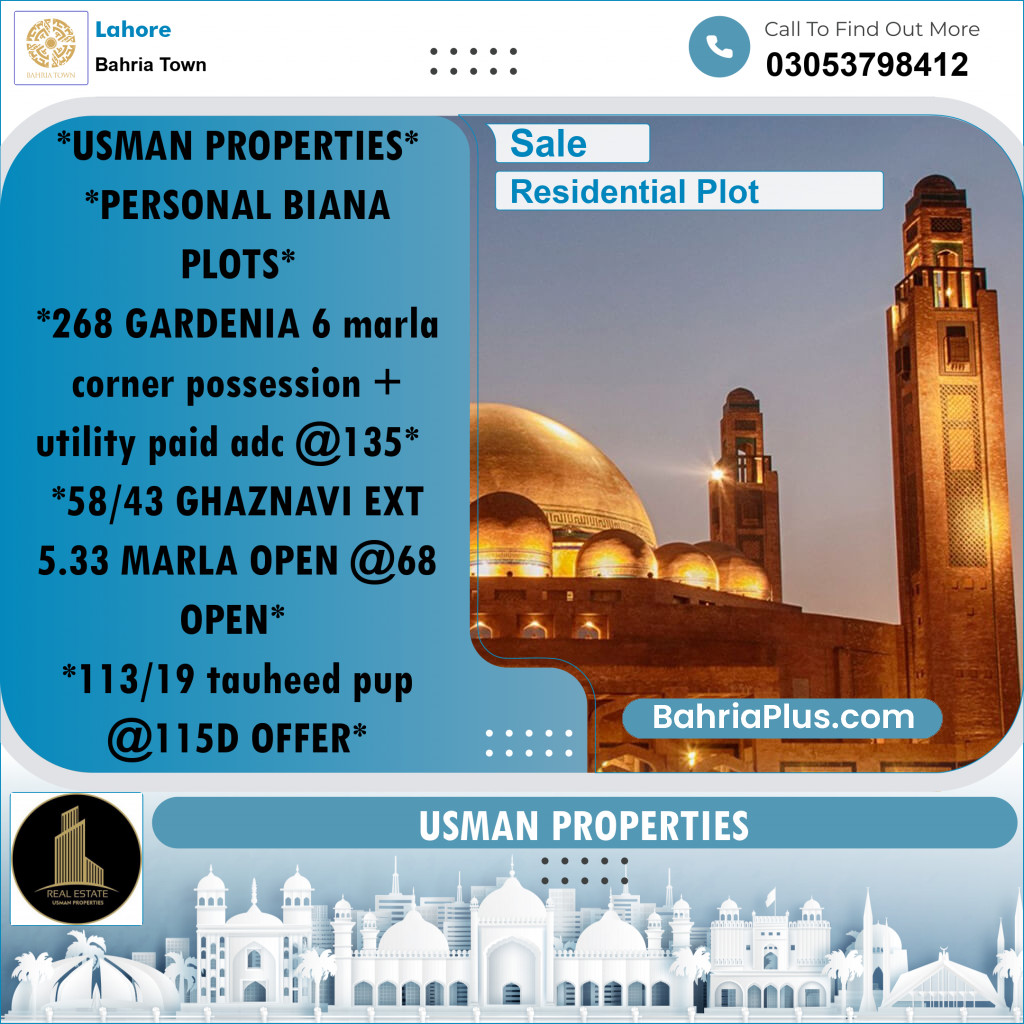 Residential Plot for Sale in Bahria Town, Lahore - (BP-223869)