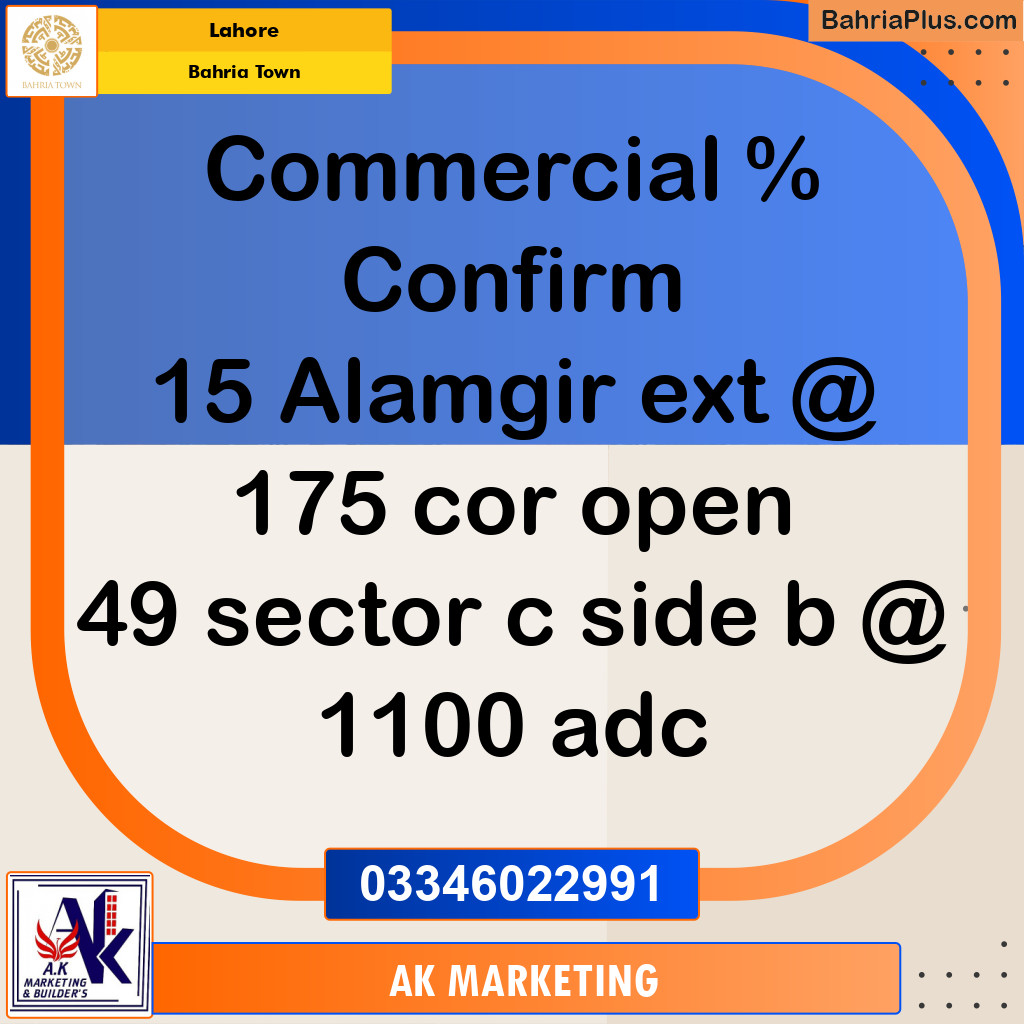 5 Marla Commercial Plot for Sale in Bahria Town, Lahore - (BP-223874)