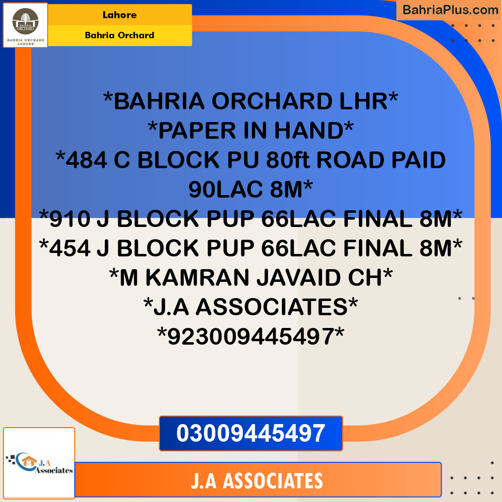 8 Marla Residential Plot for Sale in Bahria Orchard, Lahore - (BP-223894)