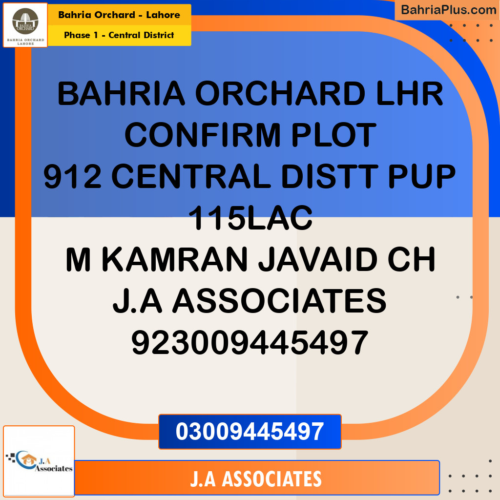 10 Marla Residential Plot for Sale in Phase 1 - Central District - Bahria Orchard, Lahore - (BP-223901)