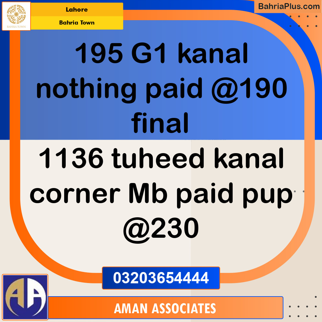 Residential Plot for Sale in Bahria Town, Lahore - (BP-224000)