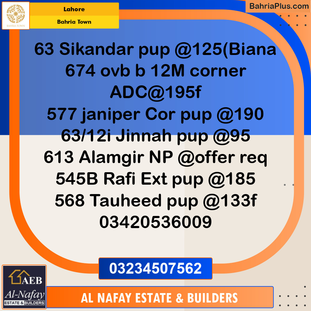 Residential Plot for Sale in Bahria Town, Lahore - (BP-224049)