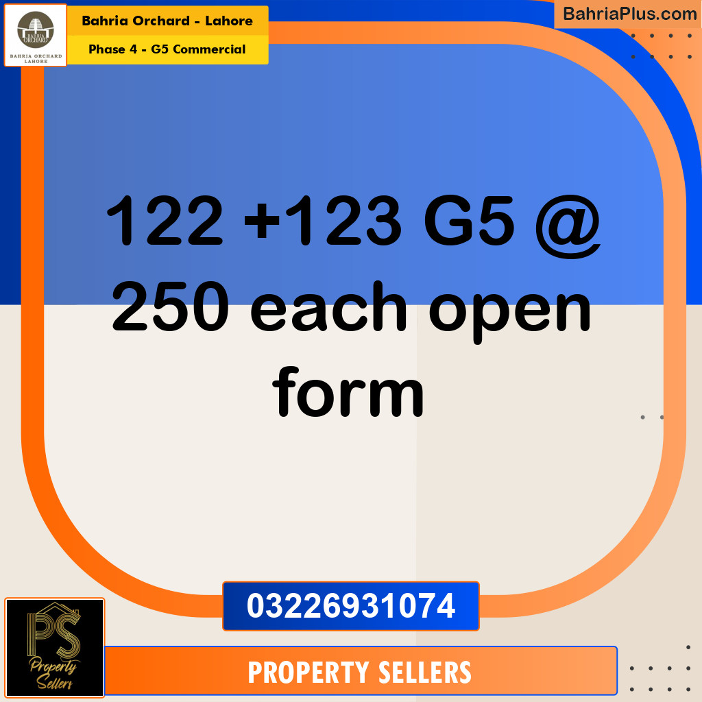 8 Marla Commercial Plot for Sale in Phase 4 - G5 Commercial -  Bahria Orchard, Lahore - (BP-224051)