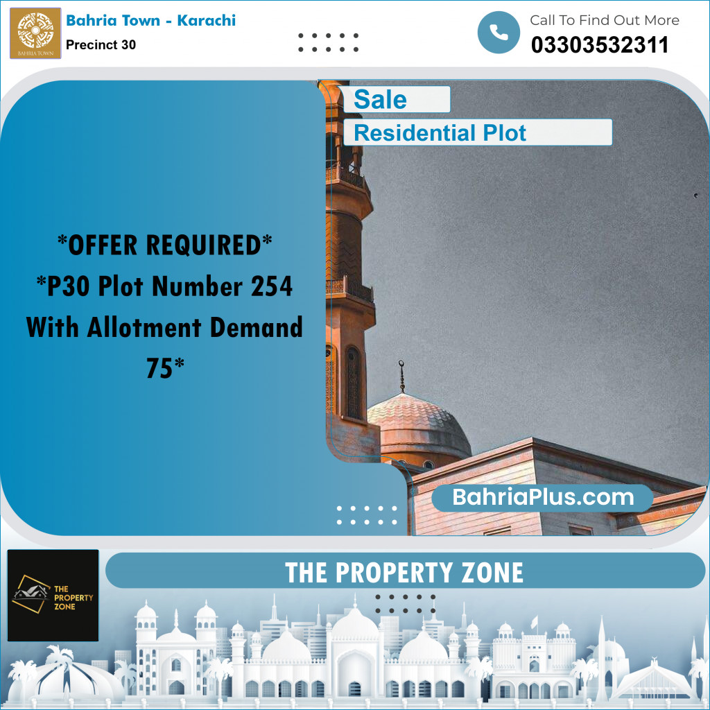 250 Sq. Yards Residential Plot for Sale in Precinct 30 -  Bahria Town, Karachi - (BP-224063)