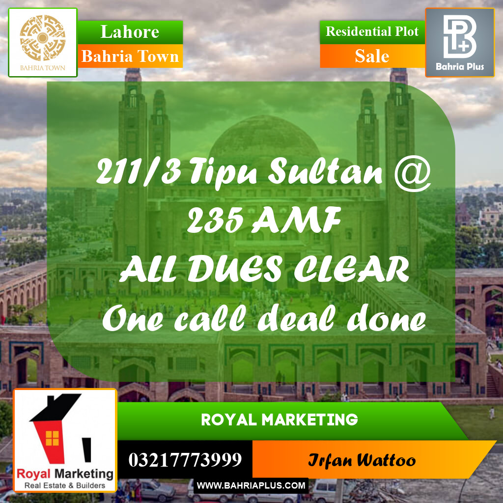 Residential Plot for Sale in Bahria Town, Lahore - (BP-224064)