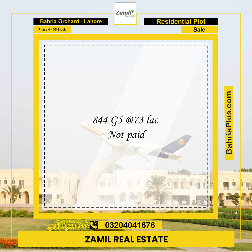 10 Marla Residential Plot for Sale in Phase 4 - G5 Block -  Bahria Orchard, Lahore - (BP-224098)