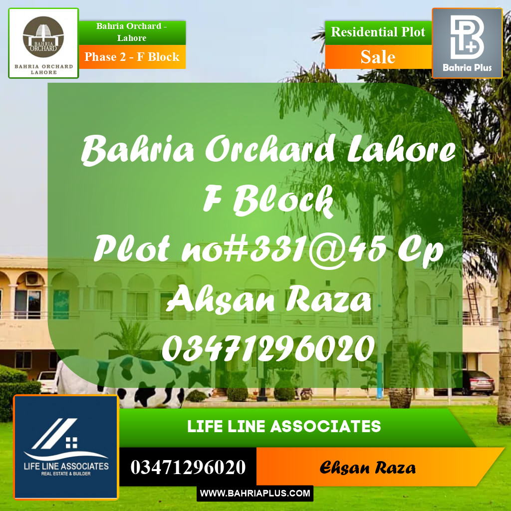 5 Marla Residential Plot for Sale in Phase 2 - F Block -  Bahria Orchard, Lahore - (BP-224120)