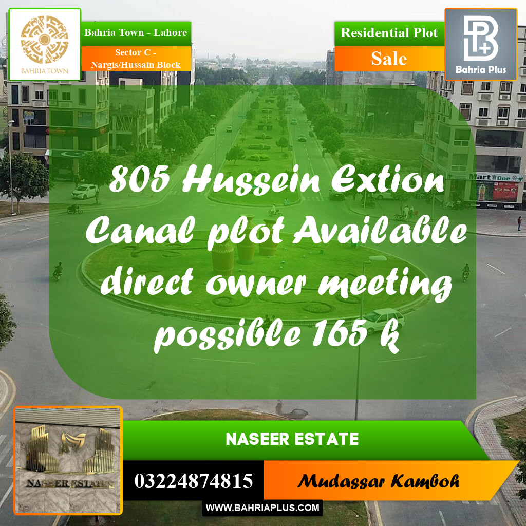 20 Marla Residential Plot for Sale in Sector C - Nargis/Hussain Block -  Bahria Town, Lahore - (BP-224134)