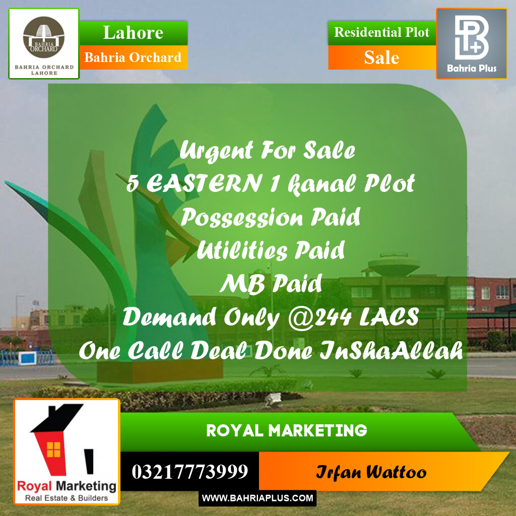 Residential Plot for Sale in Bahria Orchard, Lahore - (BP-224137)