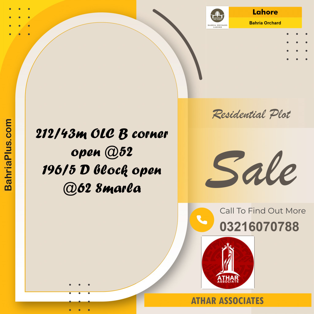 5 Marla Residential Plot for Sale in Bahria Orchard, Lahore - (BP-224180)